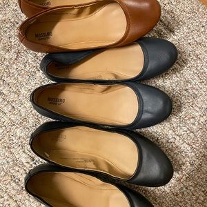 3 pairs of Mossimo Flats: Black, Navy & Tan